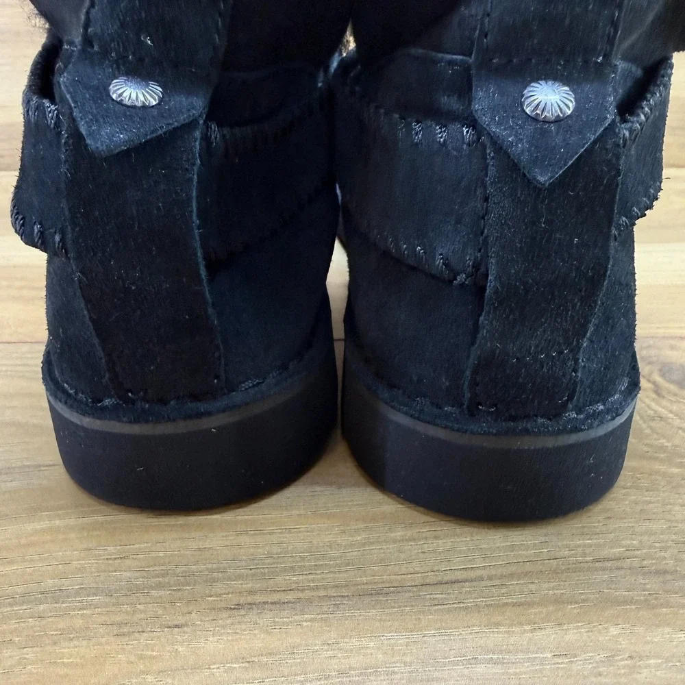UGG Mckay Suede Ankle Boot 10 Black Shearling Fur Lined Slip On Cozy Fall Winter